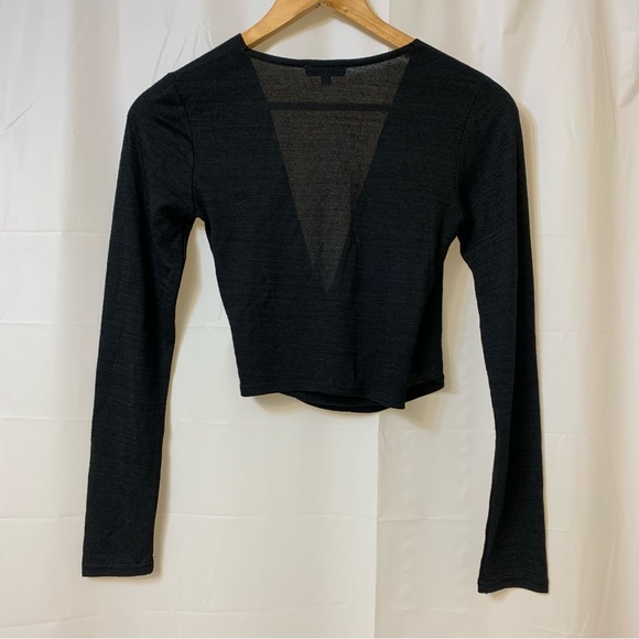 Dynamite Black Wrap Long Sleeve Crop Top - Picture 6 of 9